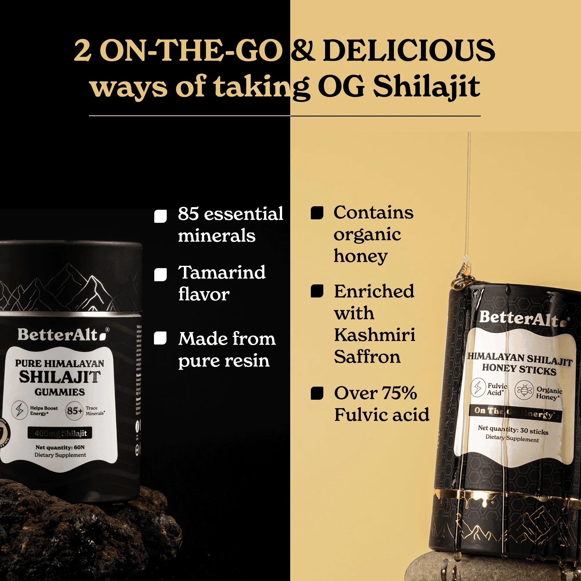 BetterAlt's Peak Power Duo| Shilajit Gummies + Shilajit Honey Sticks - Image 4