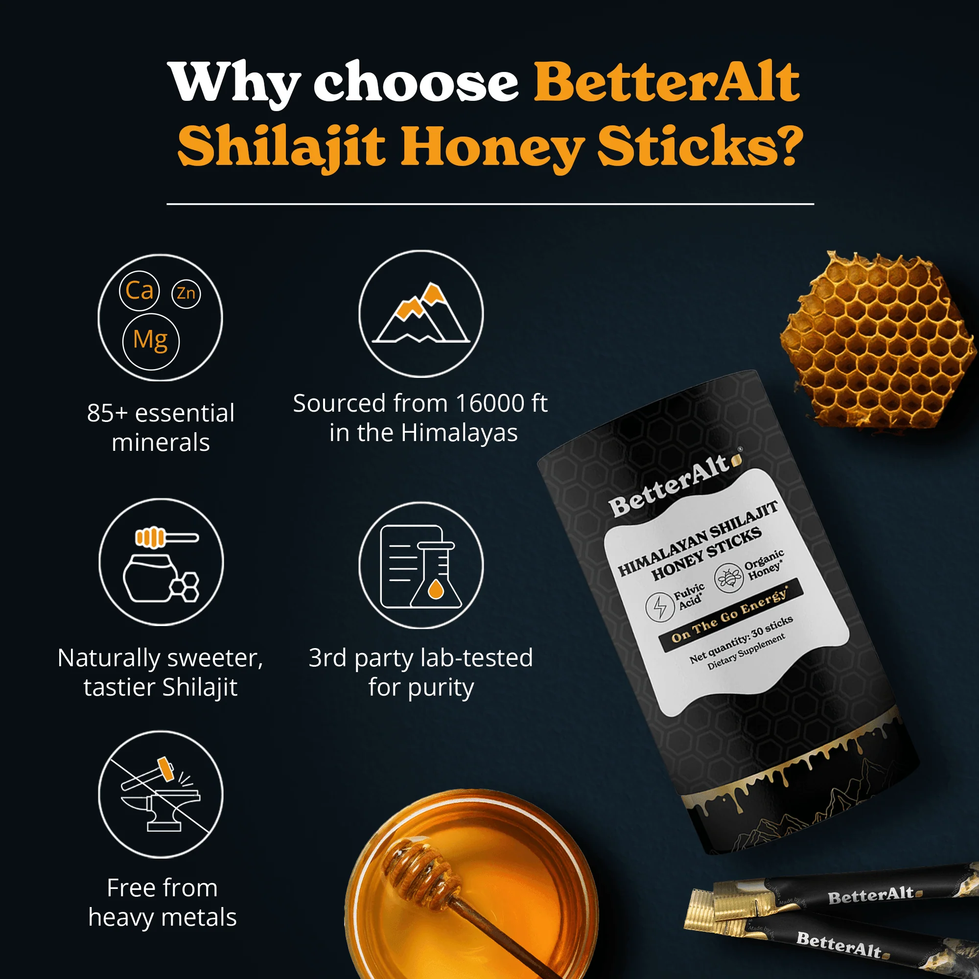 Shilajit Caramel + Cinnamon Honey Sticks - Image 6